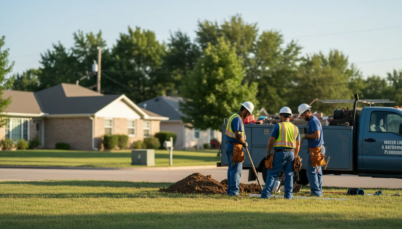 Residential water line and bathroom plumbing service in Basehor, KS